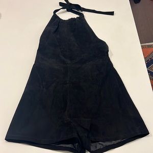 NWT ASOS Black Suede Halter Romper
